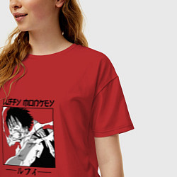 Футболка оверсайз женская Ван-Пис, Луффи Luffy, цвет: красный — фото 2