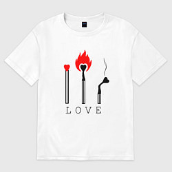 Футболка оверсайз женская LOVE ЛЮБОВЬ, цвет: белый