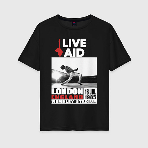Женская футболка оверсайз QUEEN LIVE AID 1985 / Черный – фото 1