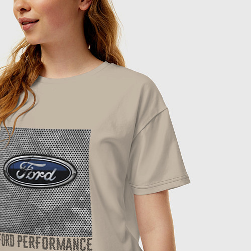 Женская футболка оверсайз Ford Performance / Миндальный – фото 3