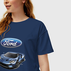 Футболка оверсайз женская Ford - legendary racing team!, цвет: тёмно-синий — фото 2