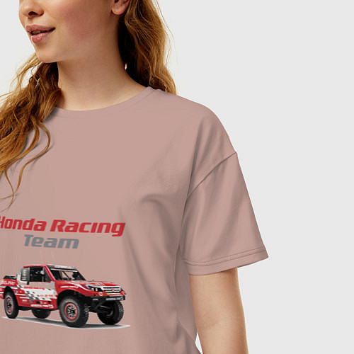 Женская футболка оверсайз Honda racing team / Пыльно-розовый – фото 3