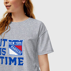 Футболка оверсайз женская It is New York Rangers Time Нью Йорк Рейнджерс, цвет: меланж — фото 2
