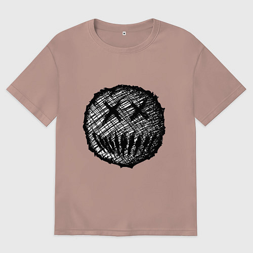 Женская футболка оверсайз Жуткая рожица пиксельная / Пыльно-розовый – фото 1