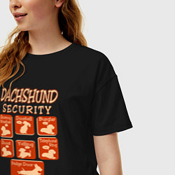 Футболка оверсайз женская Такса - охрана, цвет: черный — фото 2