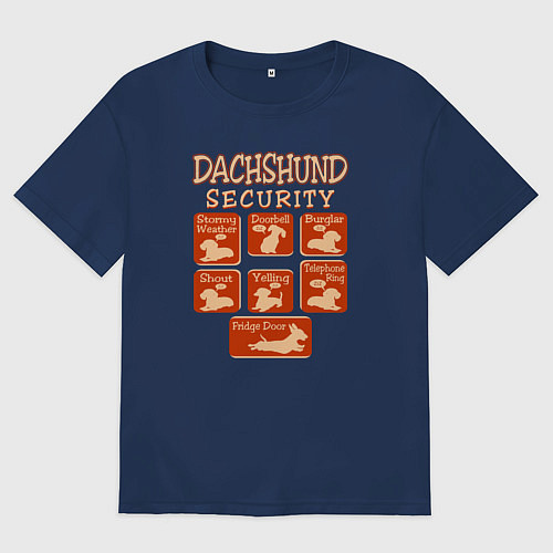 Женская футболка оверсайз Такса - охрана / Тёмно-синий – фото 1