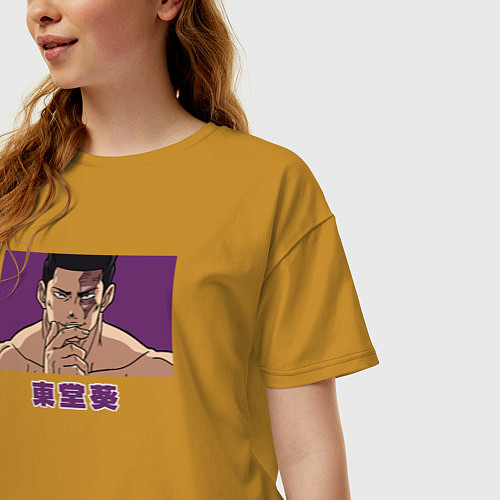 Женская футболка оверсайз Тодо 530 тыс IQ / Горчичный – фото 3