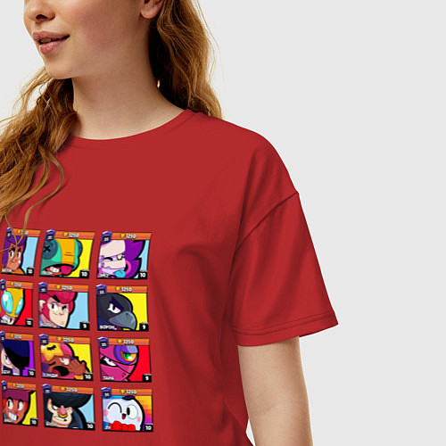 Женская футболка оверсайз Бойцы Бравл Старс Про аккаунт 35 ранг / Красный – фото 3
