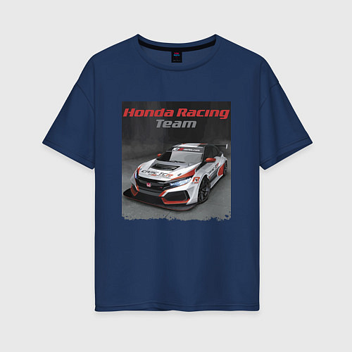 Женская футболка оверсайз Honda Motorsport Racing Team / Тёмно-синий – фото 1