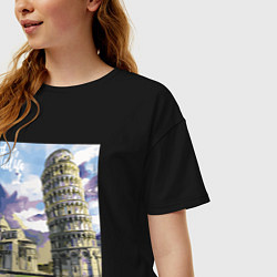 Футболка оверсайз женская Италия Пизанская башня, цвет: черный — фото 2
