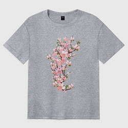 Футболка оверсайз женская Весна Цветущая сакура Japan, цвет: меланж