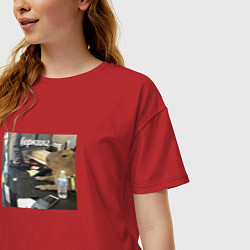 Футболка оверсайз женская Капибара работает Воркинг, цвет: красный — фото 2