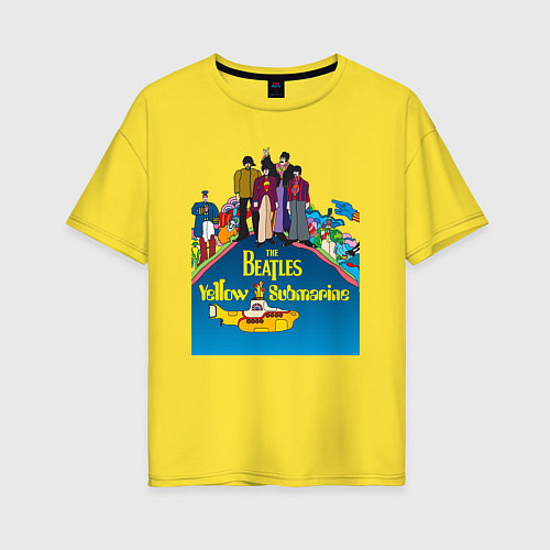 Женская футболка оверсайз The Beatles on a Yellow Submarine / Желтый – фото 1