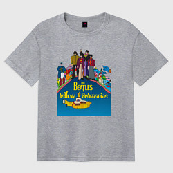 Футболка оверсайз женская The Beatles on a Yellow Submarine, цвет: меланж