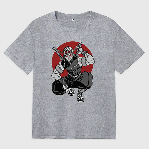 Женская футболка оверсайз Тенген Японский стиль / Меланж – фото 1