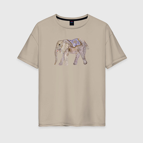Женская футболка оверсайз Африканский слон в попоне / Миндальный – фото 1