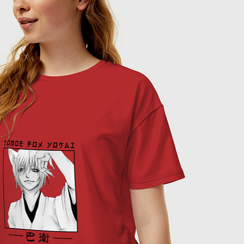 Женская футболка оверсайз Kamisama Hajimemashita, Томоэ лис ёкай / Красный – фото 3