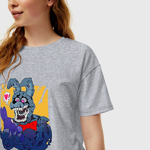 Женская футболка оверсайз Аниматроник Кролик Бонни / Меланж – фото 3