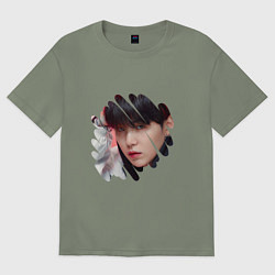 Футболка оверсайз женская Agust D SUGA BTS, цвет: авокадо