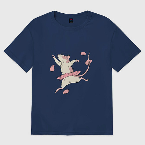 Женская футболка оверсайз Мышь-балерина / Тёмно-синий – фото 1