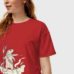 Футболка оверсайз женская Мышь в пустоши, цвет: красный — фото 2