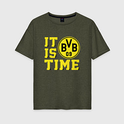 Футболка оверсайз женская Borussia Dortmund Боруссия Дортмунд, цвет: меланж-хаки