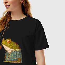 Футболка оверсайз женская Мудрая лягушка, цвет: черный — фото 2