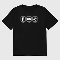 Футболка оверсайз женская Есть Спать Футбол, цвет: черный