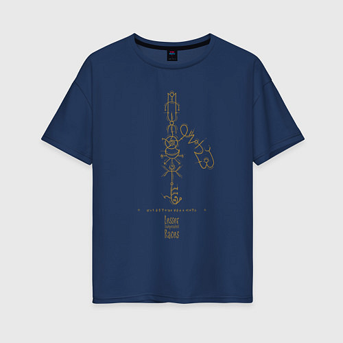 Женская футболка оверсайз Бестиарий Лавкрафта - Меньшие независимые расы / Тёмно-синий – фото 1