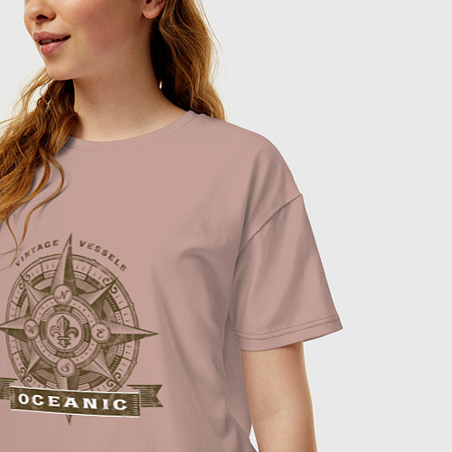 Женская футболка оверсайз Океан Компас / Пыльно-розовый – фото 3