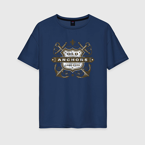 Женская футболка оверсайз Якорь винтаж / Тёмно-синий – фото 1