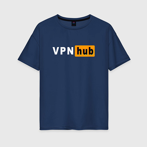 Женская футболка оверсайз VPNHUB ДЛЯ ВЗРОСЛЫХ / Тёмно-синий – фото 1
