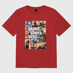 Футболка оверсайз женская GTA V Logos, цвет: красный