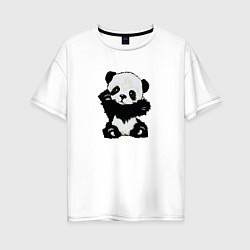 Футболка оверсайз женская Cute Baby Panda, цвет: белый
