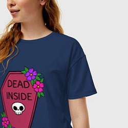 Футболка оверсайз женская DEAD INSIDE ГРОБИК, цвет: тёмно-синий — фото 2