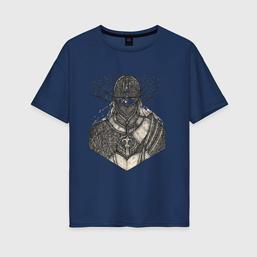 Женская футболка оверсайз Elden Ring Погасший Рыцарь / Тёмно-синий – фото 1