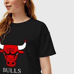Футболка оверсайз женская Chicago Bulls are coming Чикаго Буллз, цвет: черный — фото 2