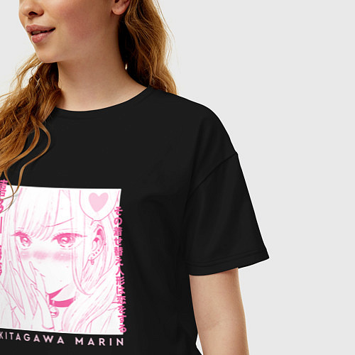 Женская футболка оверсайз Кросплеер Китагава / Черный – фото 3