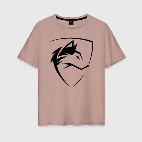 Женская футболка оверсайз Wolf Emblem Jaw / Пыльно-розовый – фото 1