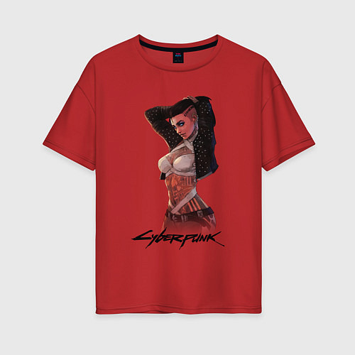Женская футболка оверсайз Vi cyberpunk 2077 Ви / Красный – фото 1