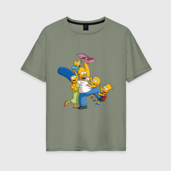 Футболка оверсайз женская Simpsons donuts, цвет: авокадо