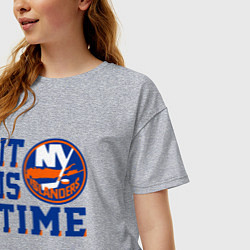 Футболка оверсайз женская It Is New York Islanders Time Нью Йорк Айлендерс, цвет: меланж — фото 2