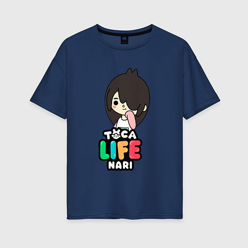 Женская футболка оверсайз Toca Mystery House / Тёмно-синий – фото 1