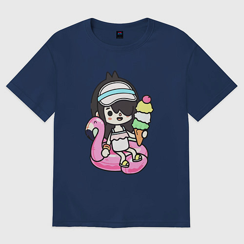 Женская футболка оверсайз Toca Boca девочка геймер / Тёмно-синий – фото 1