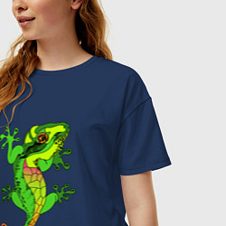 Футболка оверсайз женская Ящерица Lizard, цвет: тёмно-синий — фото 2