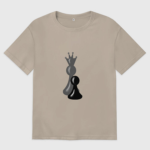 Женская футболка оверсайз За каждой пешкой тень Королевы / Миндальный – фото 1