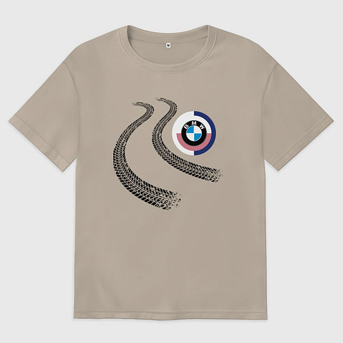 Женская футболка оверсайз BMW Germany Prestige / Миндальный – фото 1