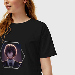 Футболка оверсайз женская ОСАМУ ДАЗАЙ арт, цвет: черный — фото 2