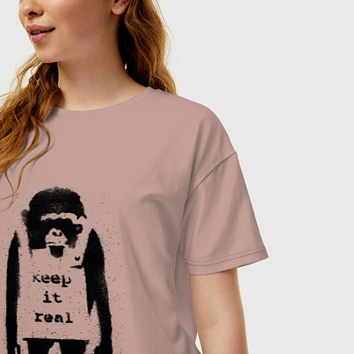 Женская футболка оверсайз Оставайся Собой Бэнкси Banksy / Пыльно-розовый – фото 3