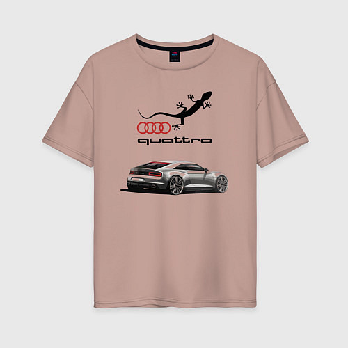 Женская футболка оверсайз Audi quattro Lizard / Пыльно-розовый – фото 1
